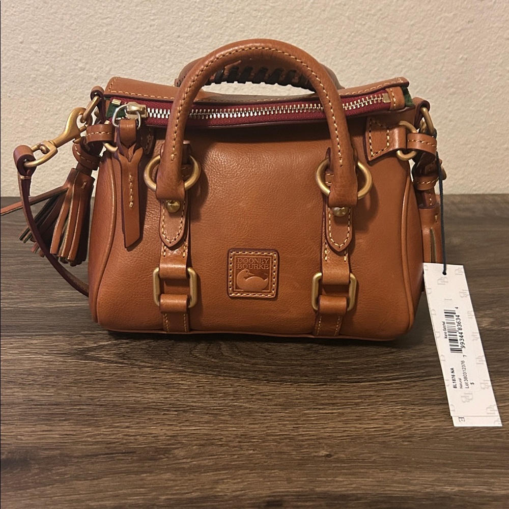 Dooney & Bourke Nano Natural Tan Florentine Leather Satchel Crossbody